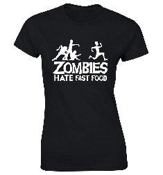 Koszulka damska Zombies Hate Fast Food czarna